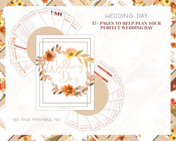 Autumn Red and Fall Green Wedding Planner Printable, Wedding Binder Printable, Wedding Planner Organizer, Wedding Planning Book, Printable Wedding planner Kit - Image 7