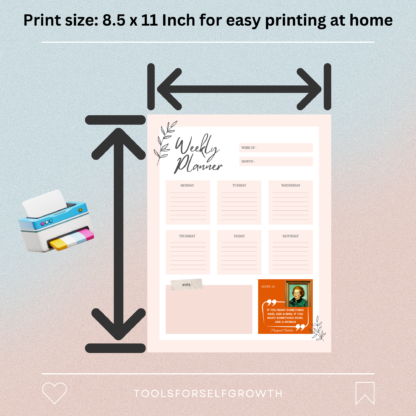 Weekly Planner Printable Minimalist Weekly Schedule with Empowering Quotes, Weekly Organizer, Elegant Office Planner, Desk Planner 8.5x11 - Image 4