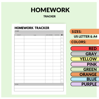 Homework Tracker Printable for Busy Students to Simplify Your Study Routine - Image 6