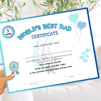 World's Best Dad Certificate Printable | Personalized Fathers Day Gift | Best Dad Award | Best Gift For Dad | Dad Birthday | Award for Daddy