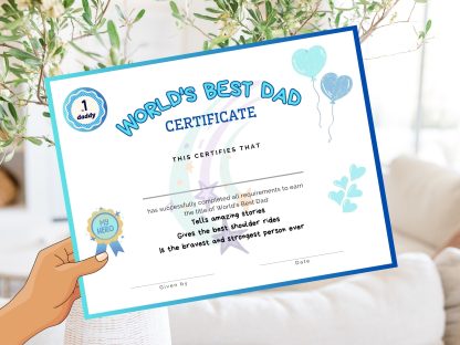 World's Best Dad Certificate Printable | Personalized Fathers Day Gift | Best Dad Award | Best Gift For Dad | Dad Birthday | Award for Daddy