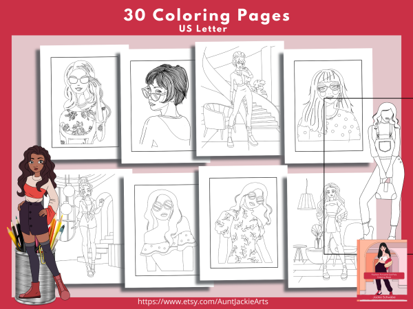 PRINTABLE COLORING Pages | Fashion Forward Gal Pals Coloring Book, 35 Pages, US Letter Coloring Book, 35 Pages Letter - Image 6