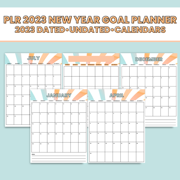 PLR 2023 New Year Goal Planner- 2023 dated & undated calendar templates