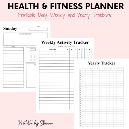 Health and Fitness Planner, Printable, Anxiety & Mood Trackers, Sleep & Steps, Measurements - Image 2