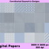 70+ Geometric Floral Digital Papers - Blue and Gray Seamless Patterns - Image 3
