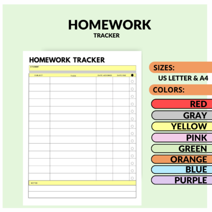 Homework Tracker Printable for Busy Students to Simplify Your Study Routine - Image 7