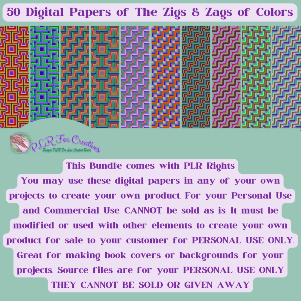 50-The Zigs & Zags Of Colors Digital Papers PLR - Image 2