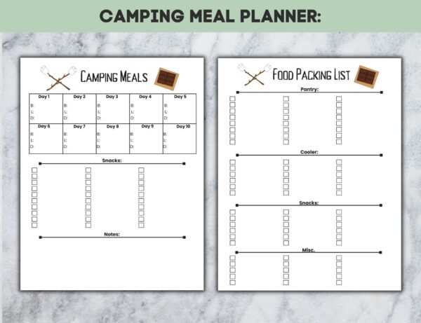 Camping Planner Checklist, Camping Packing List, Editable, Camp Packing List, Camping Checklists, Camping Meal Planner - Image 7