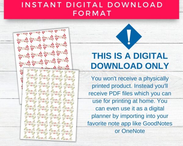 Floral Planner, Folder & Journal Tabs Printable - Image 7