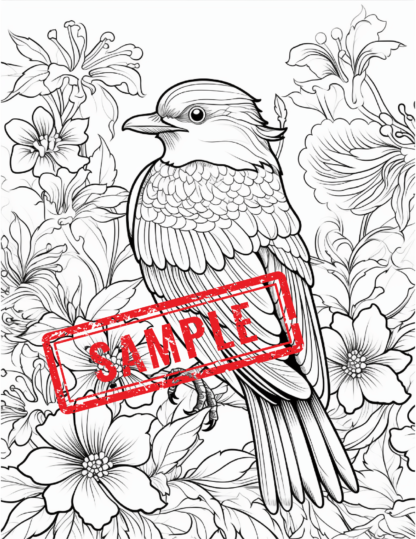 Wings and Blooms: A Bird and Flower Coloring Journey-DIGITAL DOWNLOAD! - Image 5