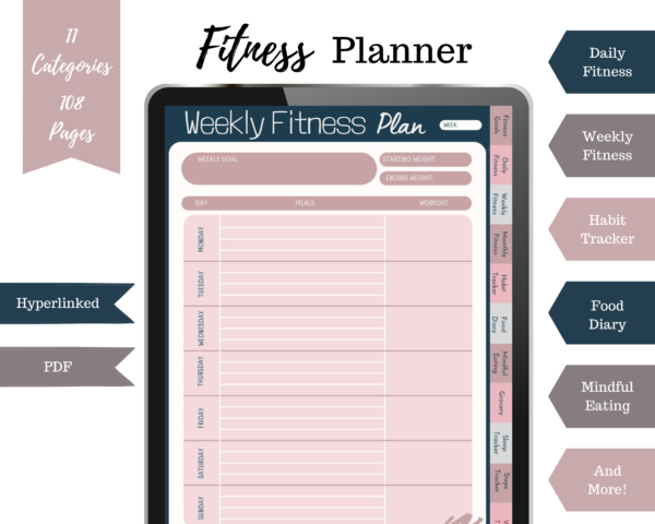 Health and Fitness Digital Planner For Ipad, Xodo, Goodnotes etc. - Image 3