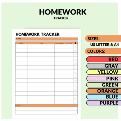 Homework Tracker Printable for Busy Students to Simplify Your Study Routine - Image 8