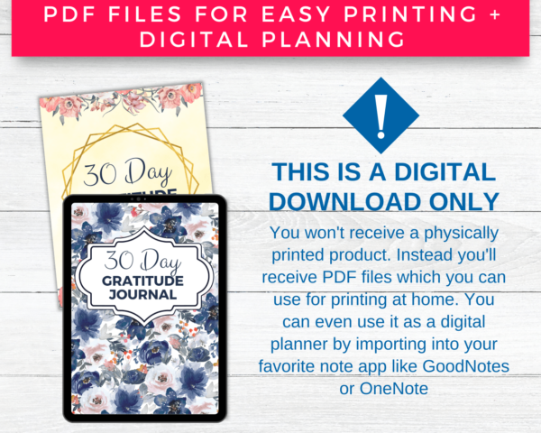 30 Day Gratitude Journal & Affirmations Printable (Floral Blue) - Image 8