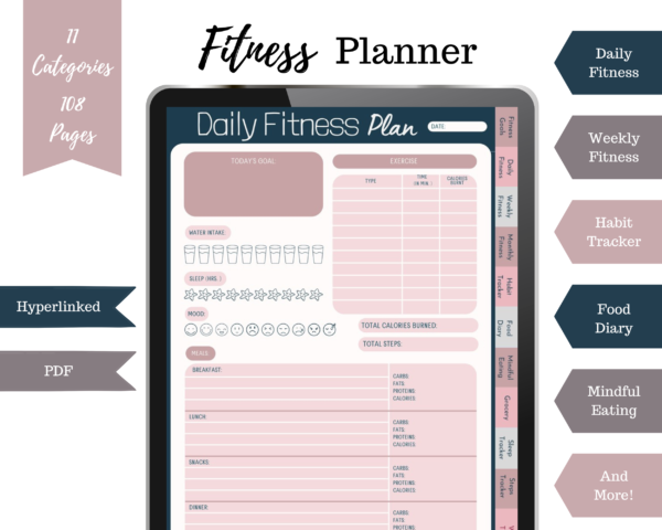 Health and Fitness Digital Planner For Ipad, Xodo, Goodnotes etc. - Image 2