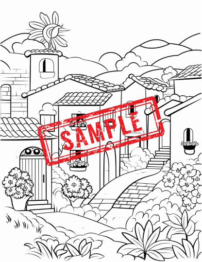 Village Houses Coloring Pages/ Digital Download! - Image 5