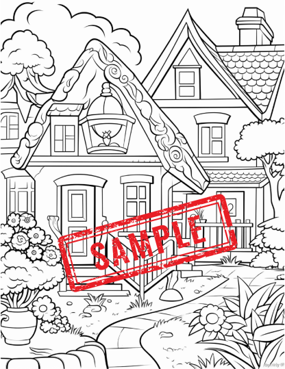 Village Houses Coloring Pages/ Digital Download! - Image 6