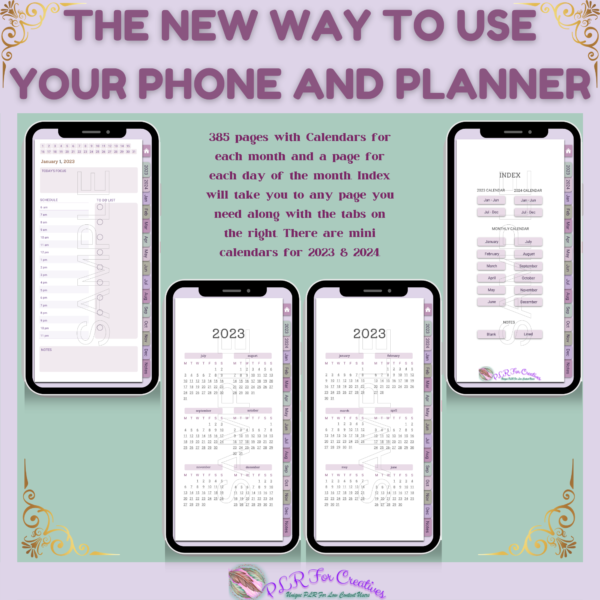 2023 Antique Purple Rose Digital Phone Planner - Image 2