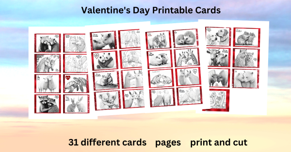 Animal Love valentine's Day Mini Cards