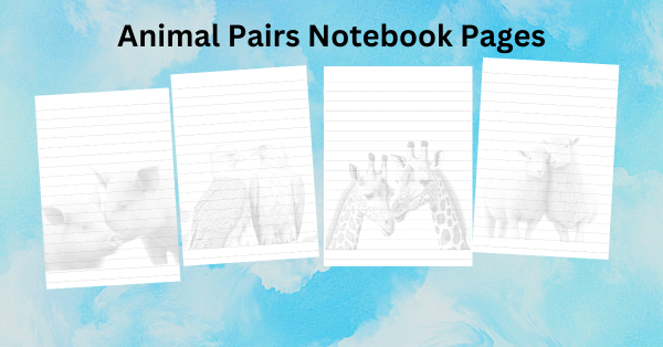 Animal Pairs Lined Notebook Paper