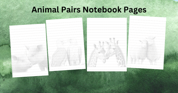 Animal Pairs Lined Notebook Paper - Image 2