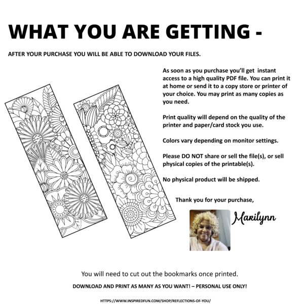 Colorable Floral Bookmark - Printable - Image 6