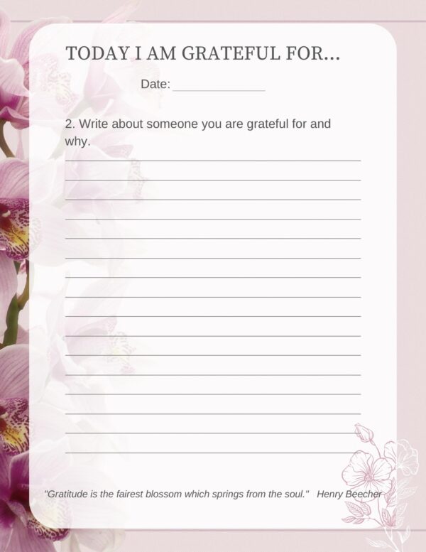 Beautiful 30 Day Gratitude Journal with Prompts, Printable - Image 5