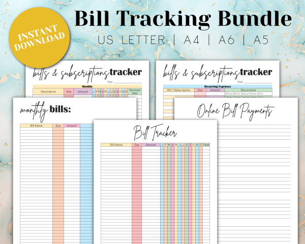 bill tracking printables