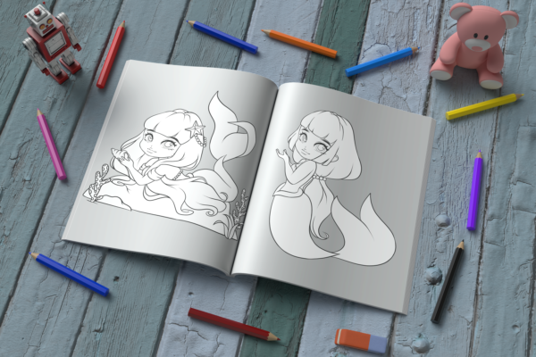 Chibi Mermaids Coloring Pages - Image 2