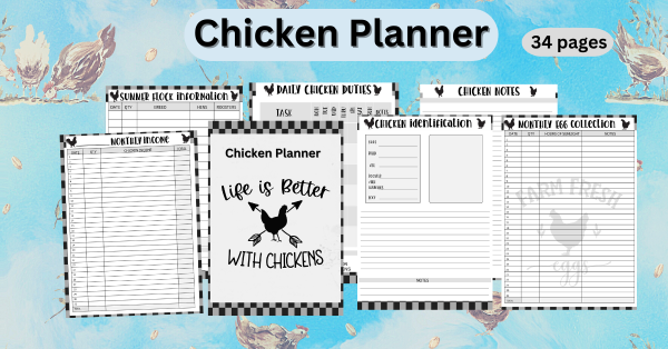 Chicken Planner GreyBlue 34 pages