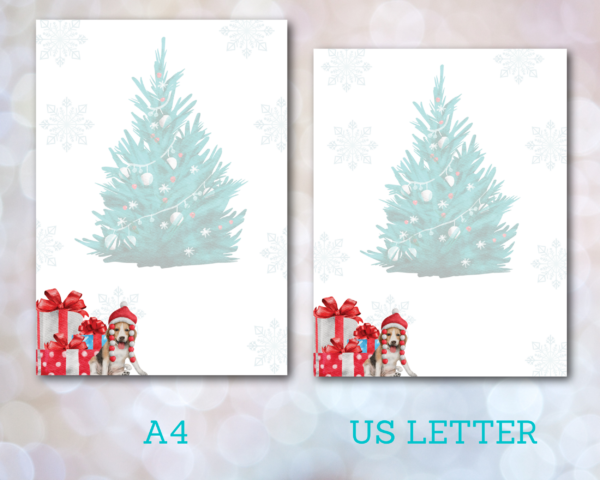 Printable Christmas Dotted Stationery - Christmas Note Paper, Dog Winter Writing Paper, Digital Letter Paper, Digital Download - Image 3