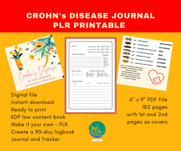 PLR Printable Crohn's Disease Journal and Tracker 180 Pages 6 x 9