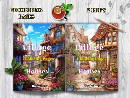 Village Houses Coloring Pages/ Digital Download!