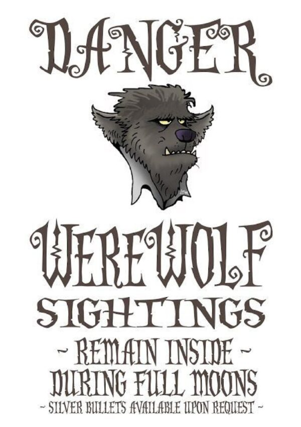 Danger Werewolf Wall Art for HALLOWEEN! Printable. Digital Download! - Image 2