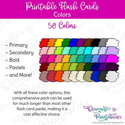 50 Printable Color Flash Cards | Educational English Color Cards for Preschool, Kindergarten, Montessori, ESL, and More - Image 2