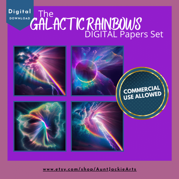 DIGITAL PAPER Bundle - Galactic Rainbow Digital Papers - Papers Pack of 12 - 12x12 - jpg png - 5000px Abstract Set 1 of 3 - Image 5