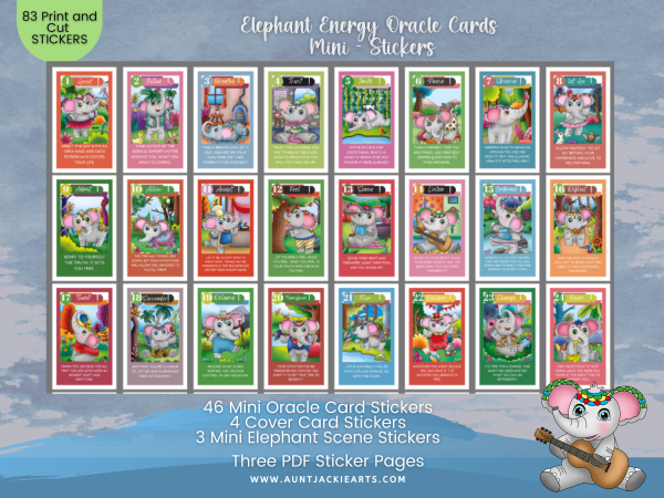 STICKERS Elephant Energy Oracle Cards - Mini Stickers and Elephant Character-Sticker 83 Stickers - 3 Sheets - Oracle Card, Tarot Card, 1 Bonus Oracle Card Spread - Image 5