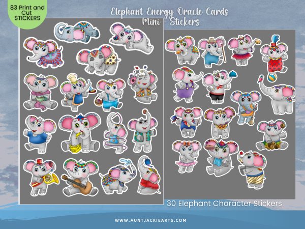 STICKERS Elephant Energy Oracle Cards - Mini Stickers and Elephant Character-Sticker 83 Stickers - 3 Sheets - Oracle Card, Tarot Card, 1 Bonus Oracle Card Spread - Image 6