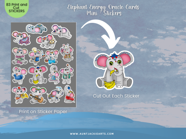 STICKERS Elephant Energy Oracle Cards - Mini Stickers and Elephant Character-Sticker 83 Stickers - 3 Sheets - Oracle Card, Tarot Card, 1 Bonus Oracle Card Spread - Image 7