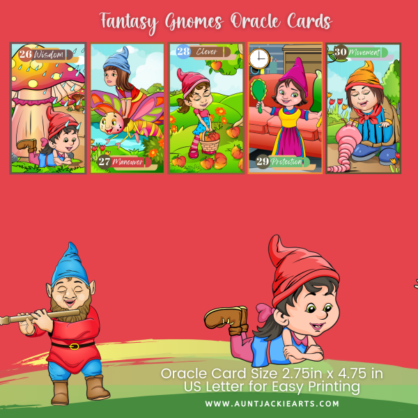 Fantasy Gnomes, PRINTABLE CARD Deck, Fantasy Gnomes. Oracle Cards, Tarot Sized Cards, 2.75 x 4.75, US Letter, Digital Download, 30 Cards, Gnome Oracle Cards - Image 4