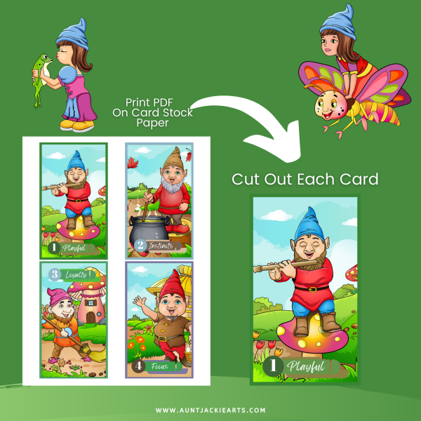 Fantasy Gnomes, PRINTABLE CARD Deck, Fantasy Gnomes. Oracle Cards, Tarot Sized Cards, 2.75 x 4.75, US Letter, Digital Download, 30 Cards, Gnome Oracle Cards - Image 8