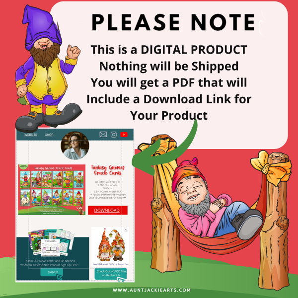 Fantasy Gnomes, PRINTABLE CARD Deck, Fantasy Gnomes. Oracle Cards, Tarot Sized Cards, 2.75 x 4.75, US Letter, Digital Download, 30 Cards, Gnome Oracle Cards - Image 9