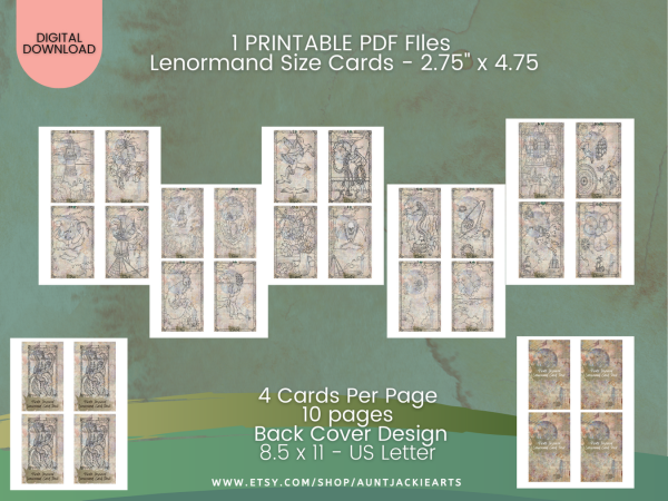 PRINTABLE CARD Deck - | Pirate Inspired Lenormand Card Deck - Tarot Sized 2.75 x 4.75 - US Letter - Digital Download - 36 Cards - Vivid - Image 5