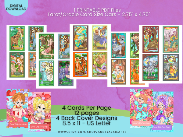 PRINTABLE CARD Deck - Cupid Self-Love Cards Affirmation Cards - Tarot Sized Cards 2.75 x 4.75 - US Letter Digital Download - 30 Cards - Image 5