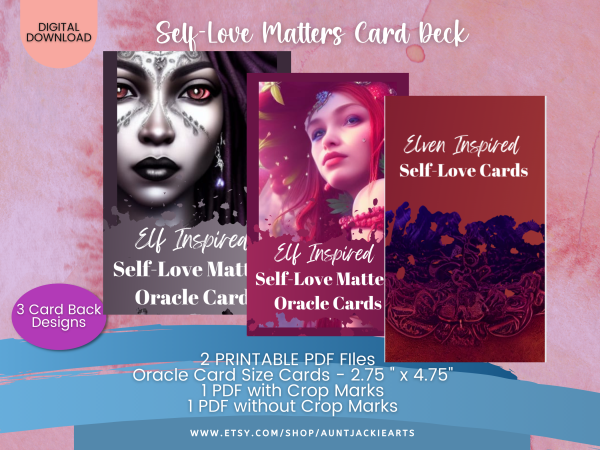 PRINTABLE CARD Deck - Fantasy Themed - Self-Love Card Deck - Tarot Sized 2.75 x 4.75 - US Letter - Digital Download - 40 Cards - Vivid Color - Image 6