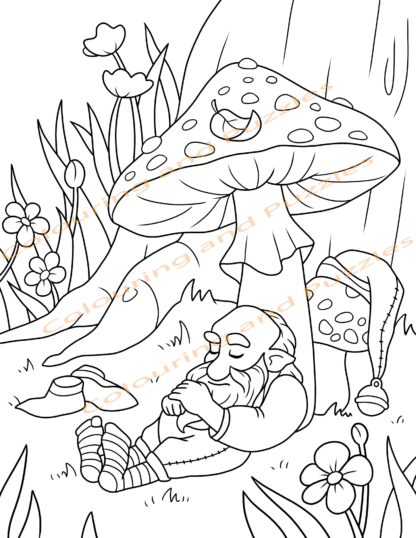 Children's Colouring book Gnomes printable digital download for kids colouring pages - Image 8