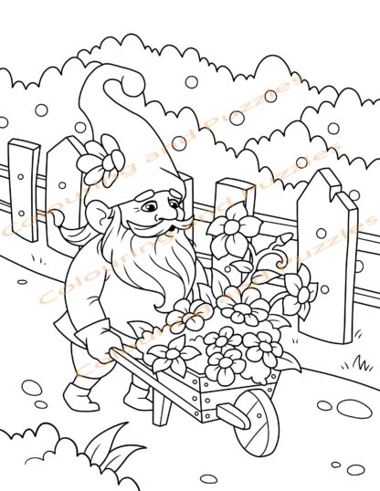 Children's Colouring book Gnomes printable digital download for kids colouring pages - Image 6