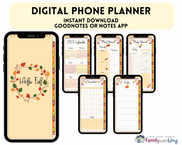 Fall-themed Digital Phone Planner - Lighter Version