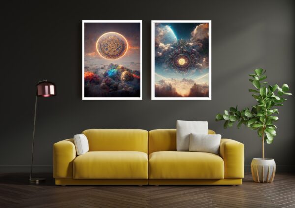 Digital Art Printable.2 Mandala's In The Sky Wall Art