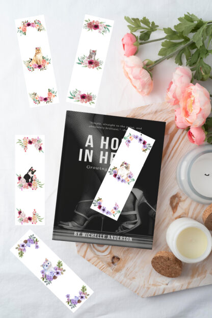 Set of 5 pretty Floral Cat themed Printable Bookmarks home printable PDF instant download