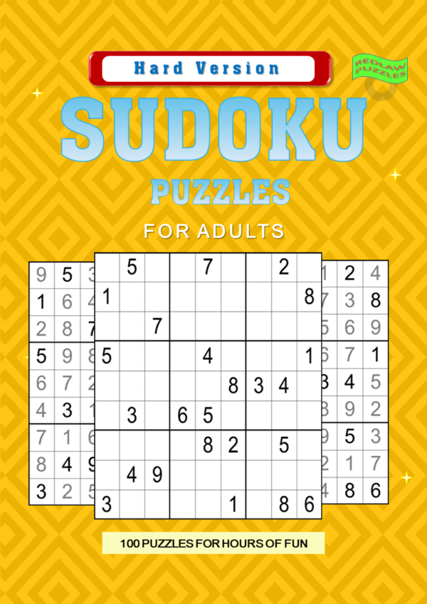 Instant Downloadable Sudoku Hard Printable Puzzle Book for Adults. Contains 100 'Hard' Puzzles with Answers